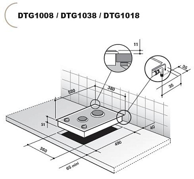 Независимая газовая варочная панель De-Dietrich DTG 1018 X
