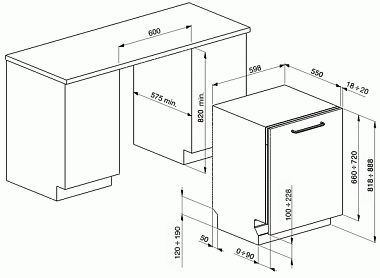 Встраиваемая полноразмерная посудомоечная машина Smeg STA6445-2